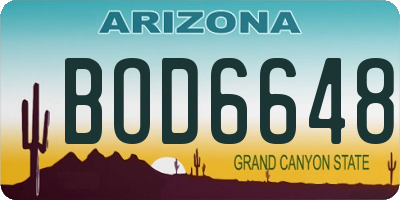 AZ license plate BOD6648