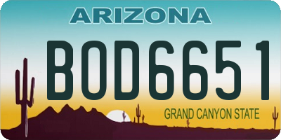 AZ license plate BOD6651