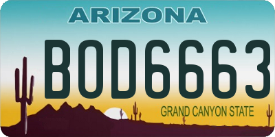 AZ license plate BOD6663