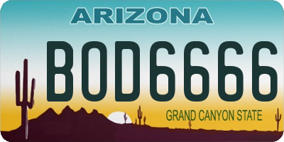 AZ license plate BOD6666