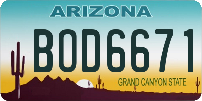 AZ license plate BOD6671