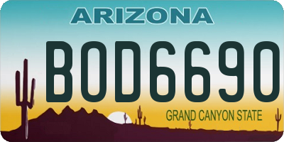 AZ license plate BOD6690