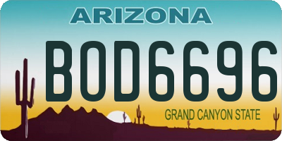AZ license plate BOD6696