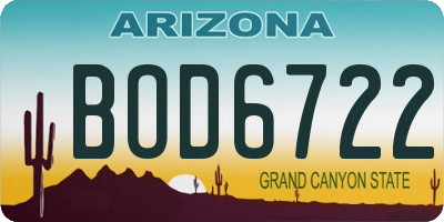 AZ license plate BOD6722