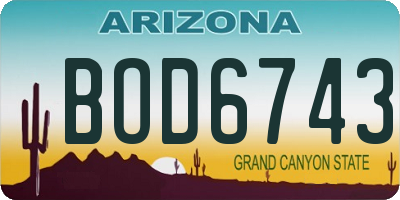 AZ license plate BOD6743