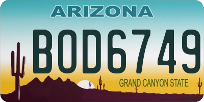 AZ license plate BOD6749