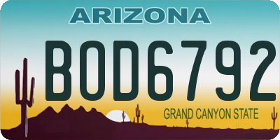 AZ license plate BOD6792