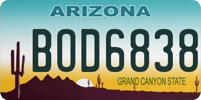 AZ license plate BOD6838