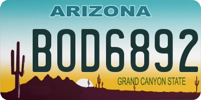 AZ license plate BOD6892