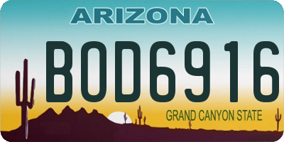 AZ license plate BOD6916