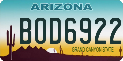 AZ license plate BOD6922