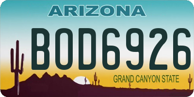 AZ license plate BOD6926