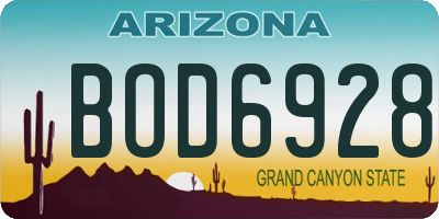 AZ license plate BOD6928