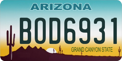 AZ license plate BOD6931