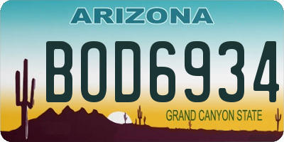 AZ license plate BOD6934