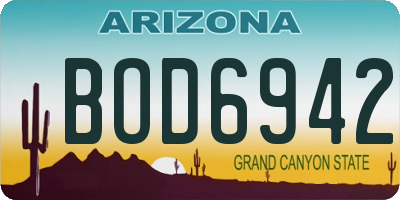 AZ license plate BOD6942