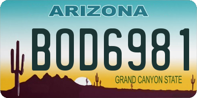 AZ license plate BOD6981