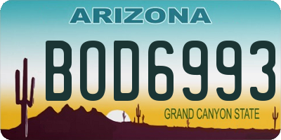 AZ license plate BOD6993