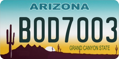 AZ license plate BOD7003