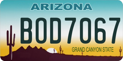 AZ license plate BOD7067
