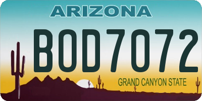 AZ license plate BOD7072