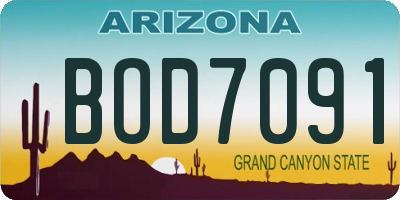 AZ license plate BOD7091