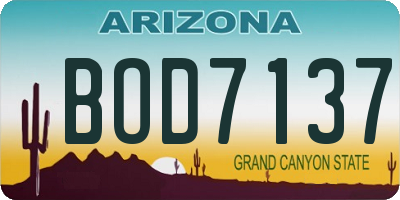 AZ license plate BOD7137