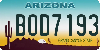 AZ license plate BOD7193