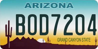 AZ license plate BOD7204