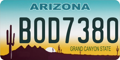 AZ license plate BOD7380