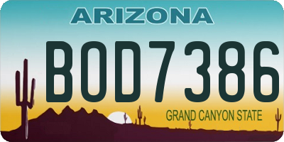 AZ license plate BOD7386