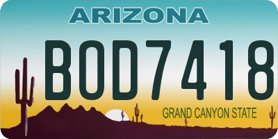 AZ license plate BOD7418