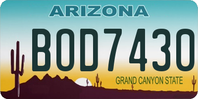 AZ license plate BOD7430