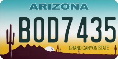 AZ license plate BOD7435
