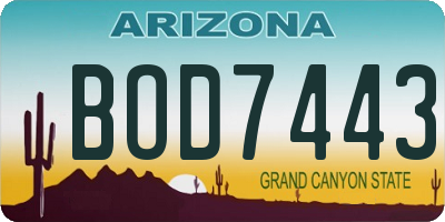 AZ license plate BOD7443