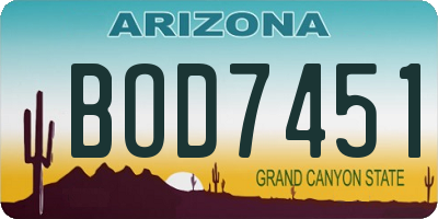 AZ license plate BOD7451