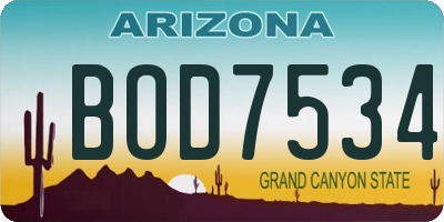 AZ license plate BOD7534