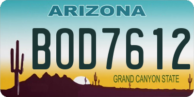 AZ license plate BOD7612