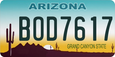 AZ license plate BOD7617