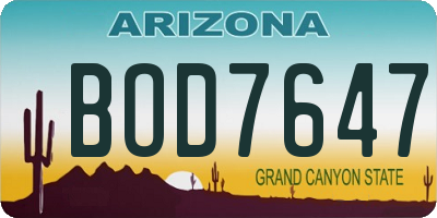 AZ license plate BOD7647