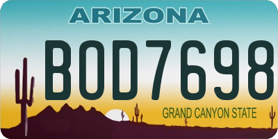 AZ license plate BOD7698