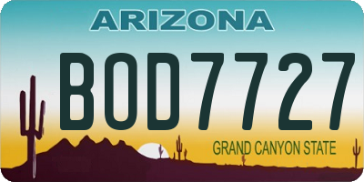AZ license plate BOD7727