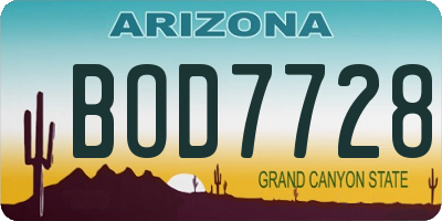 AZ license plate BOD7728