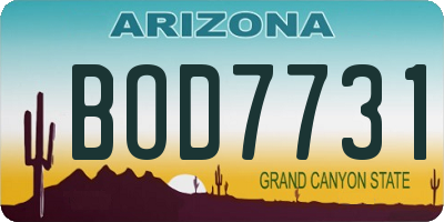 AZ license plate BOD7731