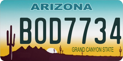 AZ license plate BOD7734