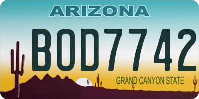 AZ license plate BOD7742