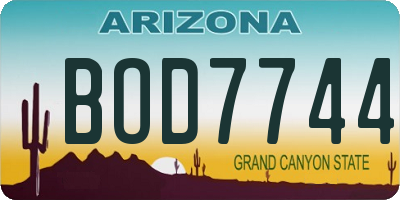 AZ license plate BOD7744