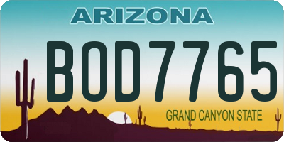 AZ license plate BOD7765