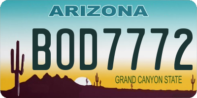 AZ license plate BOD7772
