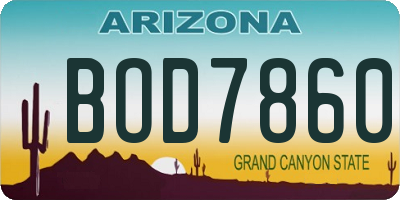 AZ license plate BOD7860
